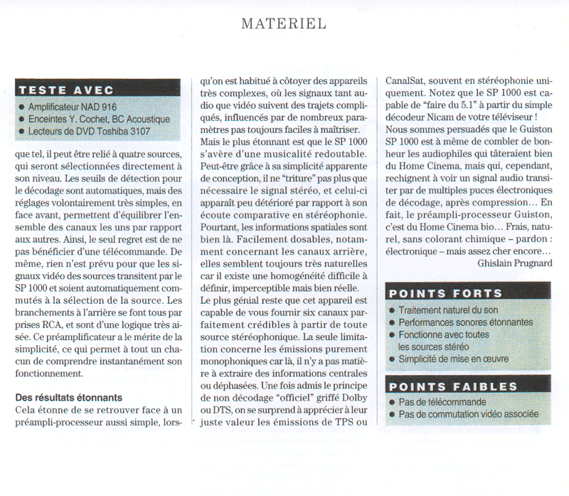 Pramplificateur Processeur Localisateur SP1000 - Article paru dans la revue L' Ecran Vido page 2