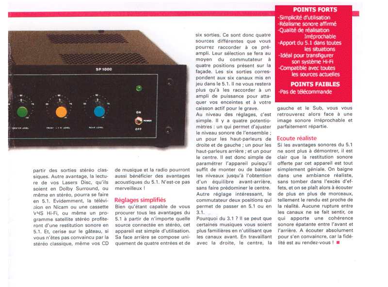 Prampli Processeur Localisateur SP1000 - Article paru dans la revue Home Theater N-49 page 2