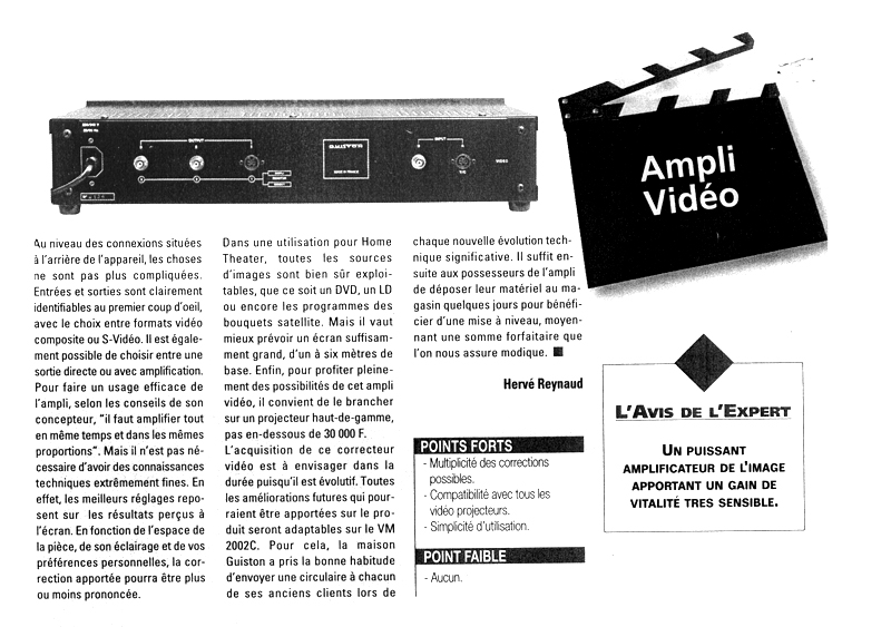 VM 2002 C Amplificateur Regnrateur d'Images - Article paru dans le magazine HOME THEATER N-39 page 2
