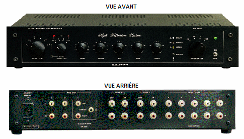 Prampli (son deltaphonique).  Sortie voie centrale pour un son en relief. Gain : 100 dB !! BP 200 kHz - sorties 100 Ohms Le meilleur des pr-ampli !! GUISTON DP 2000